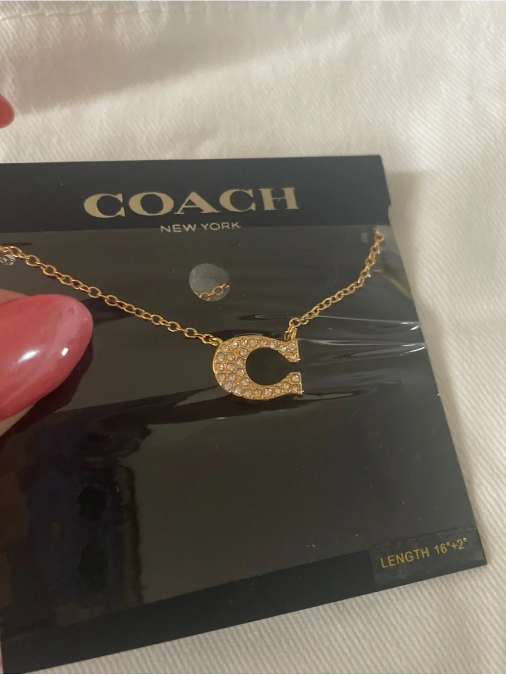 Coach Gold Pavé 'C' Crystal Pendant Necklace